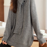 Casual Versatile Scarf-Collar Long Sweater