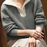 Casual Versatile Lapel Fake Two-Piece Sweater