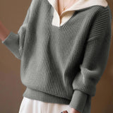 Casual Versatile Lapel Fake Two-Piece Sweater