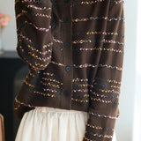 Casual Versatile Speckled Striped Cardigan
