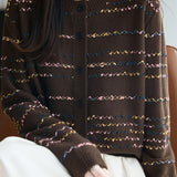 Casual Versatile Speckled Striped Cardigan