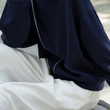 Casual Minimalist Fake Two-Piece Paneled Striped Color-Block Sweatshirt