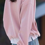 Casual Versatile Denim Paneled Fake Two-Piece Sweatshirt