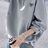 Casual Versatile Denim Paneled Fake Two-Piece Sweatshirt