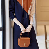 Casual Versatile Hooded Color-Block Straight Dress