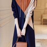 Casual Versatile Hooded Color-Block Straight Dress