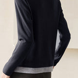 Casual Commuter Fake Two-Piece T-Shirt Pullover Color-Block Shirt