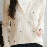 Casual Ribbed Jacquard Fake Two-Piece Sweater