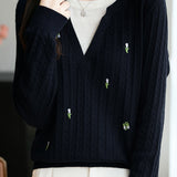 Casual Ribbed Jacquard Fake Two-Piece Sweater