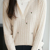Casual Ribbed Jacquard Fake Two-Piece Sweater