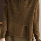 Casual Versatile Ribbed Paneled Fake Two-Piece Shirt