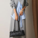 Casual Color-Block Overlay Shirt Skirt 3-Piece Set