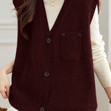 Casual Versatile Solid-Color V-Neck Vest
