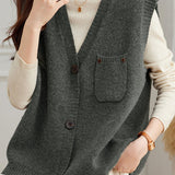 Casual Versatile Solid-Color V-Neck Vest