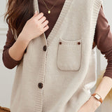 Casual Versatile Solid-Color V-Neck Vest
