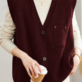 Casual Versatile Solid-Color V-Neck Vest