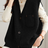 Casual Versatile Solid-Color V-Neck Vest