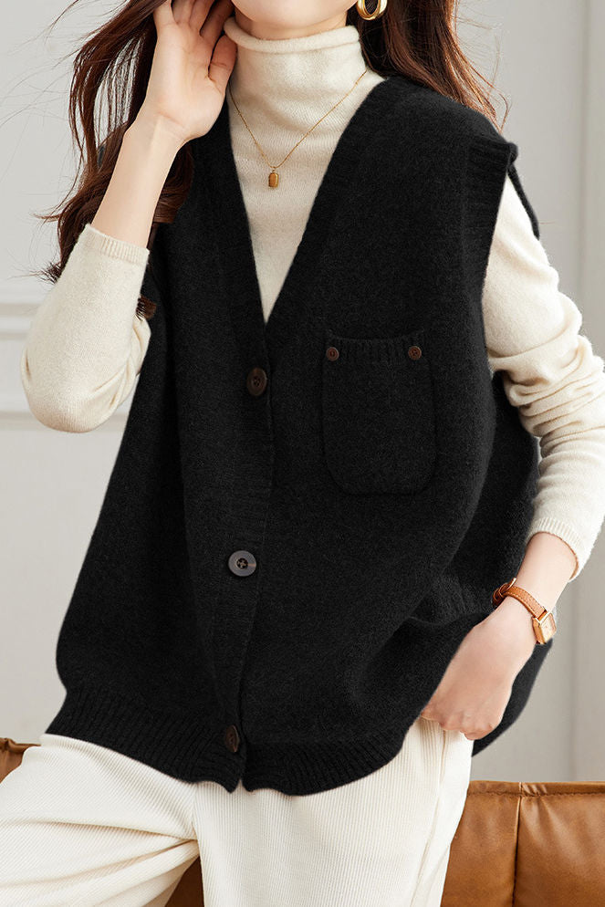 Casual Versatile Solid-Color V-Neck Vest - liwisi