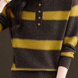 Casual Color-Block Striped Half-High Neck Sweater