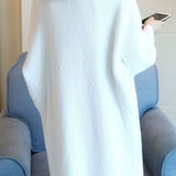 Casual Versatile Solid-Color Ribbed Batwing Sleeve Coat