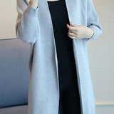 Casual Versatile Solid-Color Ribbed Batwing Sleeve Coat