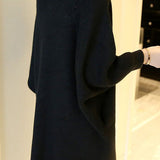 Casual Versatile Solid-Color Ribbed Batwing Sleeve Coat