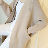 Casual Versatile Solid-Color Ribbed Batwing Sleeve Coat
