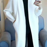 Casual Versatile Solid-Color Ribbed Batwing Sleeve Coat
