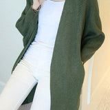 Casual Versatile Solid-Color Ribbed Batwing Sleeve Coat