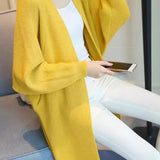 Casual Versatile Solid-Color Ribbed Batwing Sleeve Coat