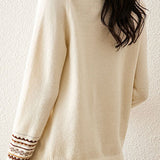 Casual Versatile Color-Block Jacquard Sweater