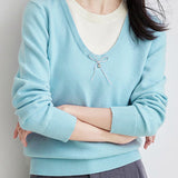 Casual Versatile Bow-Knot Fake Two-Piece Sweater