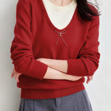 Casual Versatile Bow-Knot Fake Two-Piece Sweater