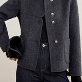 Casual Versatile Asymmetric Split Woolen Coat