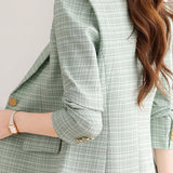 Commuter Single-Button Plaid Suit Jacket