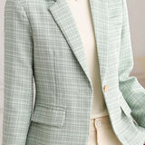 Commuter Single-Button Plaid Suit Jacket