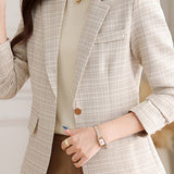 Commuter Single-Button Plaid Suit Jacket