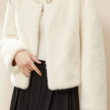 Exquisite Elegant Single-Button Fleece Coat