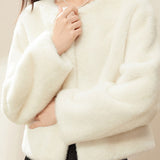 Exquisite Elegant Single-Button Fleece Coat