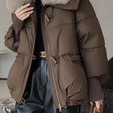 Casual Versatile Fur-Collar Short Cotton-Padded Coat
