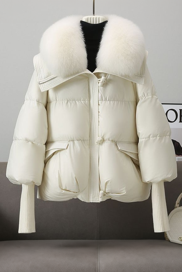 Casual Versatile Fur-Collar Short Cotton-Padded Coat - liwisi