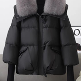 Casual Versatile Fur-Collar Short Cotton-Padded Coat