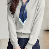 Casual Versatile Crew Neck Scarf-Tie Cardigan
