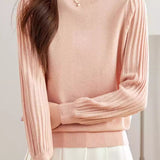 Casual Versatile Solid-Color Ribbed Fake Two-Piece Sweater