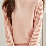 Casual Versatile Solid-Color Ribbed Fake Two-Piece Sweater