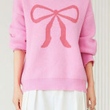 Casual Versatile Color-Block Bow-Knot Sweater