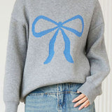 Casual Versatile Color-Block Bow-Knot Sweater