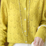 Casual Versatile Circle-Patterned Hollow-Out Jacquard Cardigan