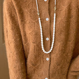 Casual Versatile Circle-Patterned Hollow-Out Jacquard Cardigan