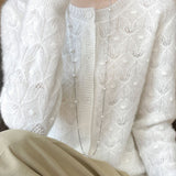 Casual Versatile Circle-Patterned Hollow-Out Jacquard Cardigan